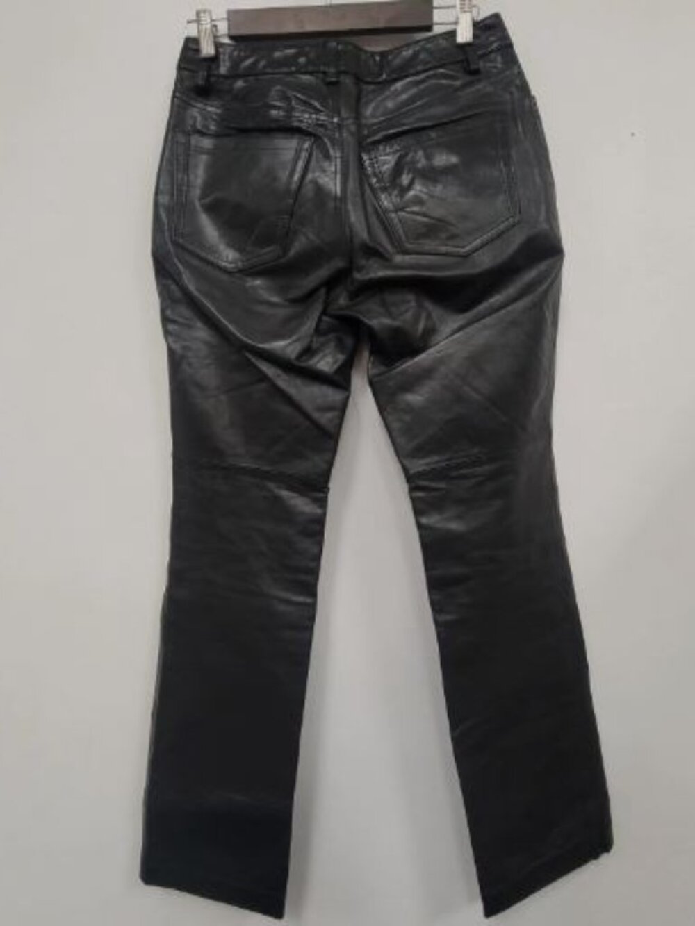 Gap Vintage Y2K 100% Leather Bootcut Pants Small 4 Black Goth Grunge Emo Artsy - Picture 4 of 8